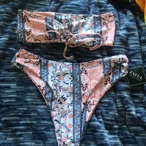 ZAFUL floral bandeau bikini